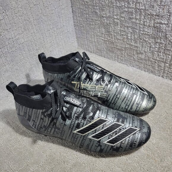 Adidas Adizero 8.0 Men's Size 14 US Black Metallic Silver Football Cleats EE7451 - Picture 11 of 11